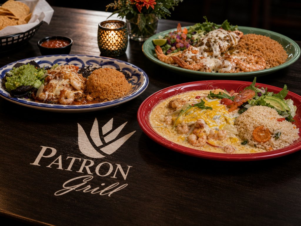 Patrón Grill Mar y Tierra — surf & turf plates with shrimp, rice & salad